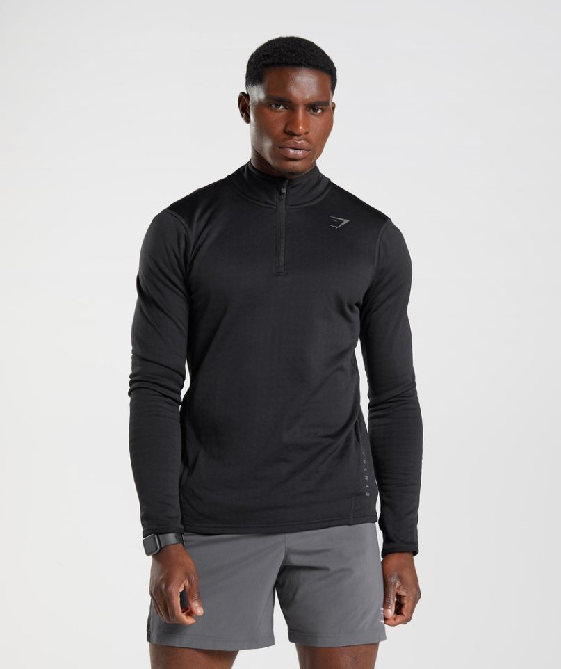 Men\'s Gymshark Sport 1/4 Zip Sweatshirts Black | CA 6D5N71